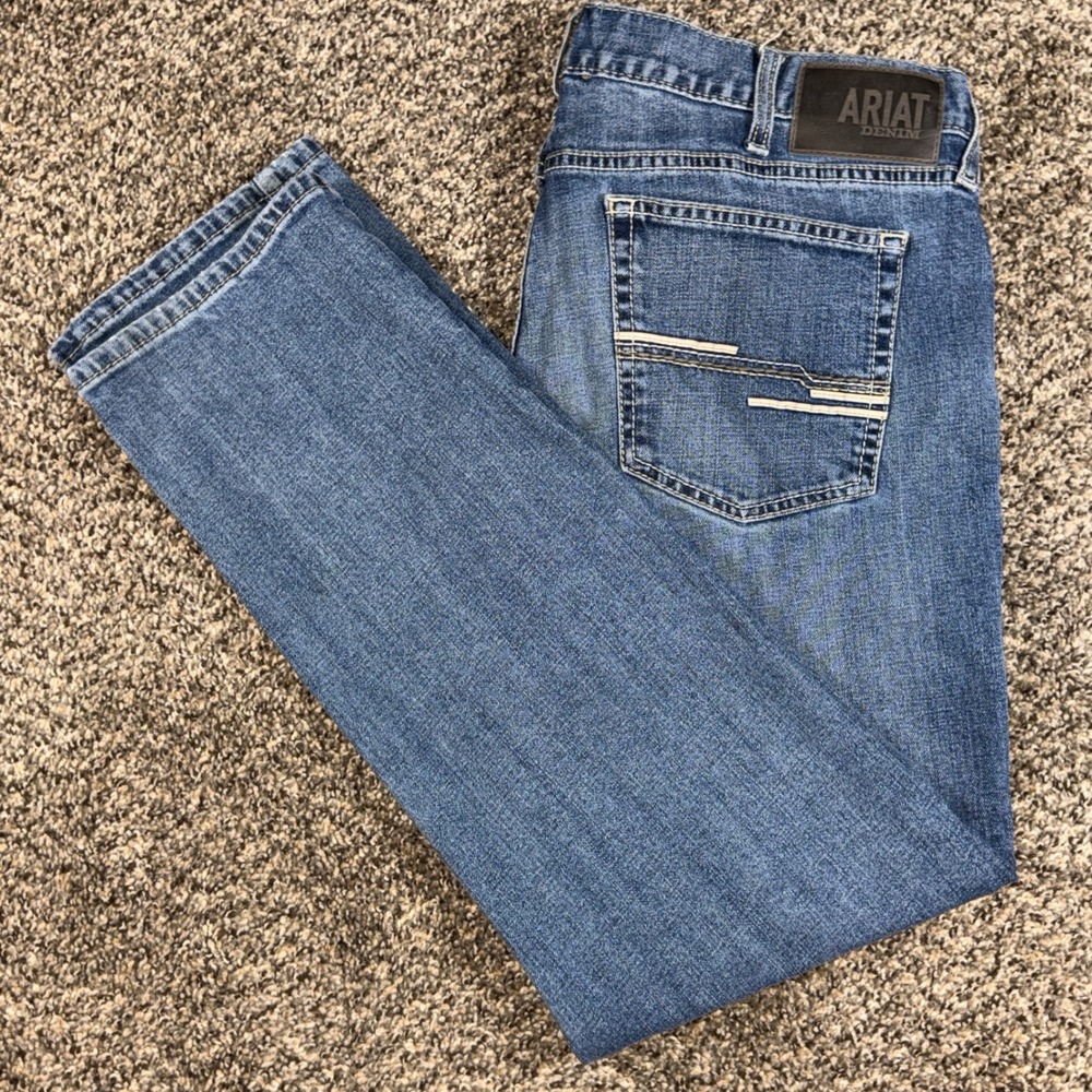 Ariat M8 40x30 Modern Slim Leg Mens Jeans Medium Wash Denim Western Workwear